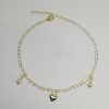 TORNOZELEIRA PEND. PEROLA E CORACAO BANHO DOURADO
