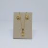 CONJUNTO OVAL CRAVEJADO BANHO DOURADO
