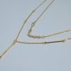 GARGANTILHA DUPLA SEIS ZIRC 5X5 BANHO DOURADO